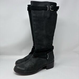 UGG Australia Women's 9 Darcie Tall Riding Leather Suede Boots Black Buckle